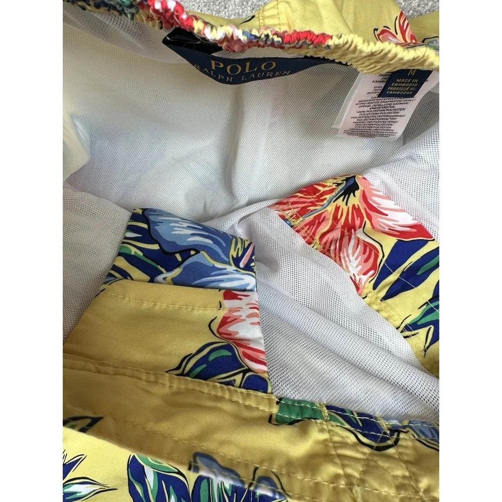 Polo Ralph Lauren Men's Medium Floral Lined Drawstring‎ Bathing Suit Swim Trunks